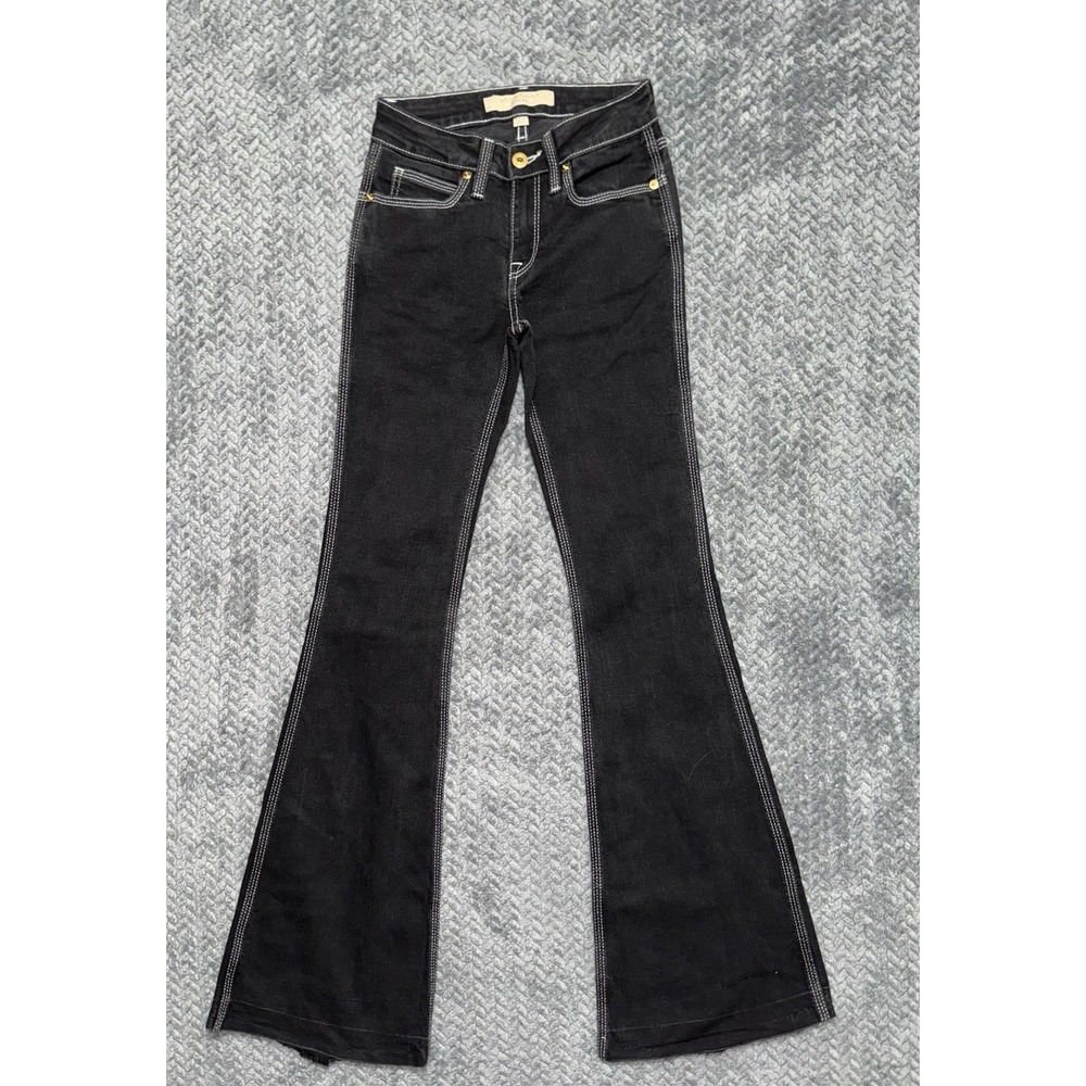 Burberry Brit Women's High Rise Flare Denim Jeans Raw Hem Size 26